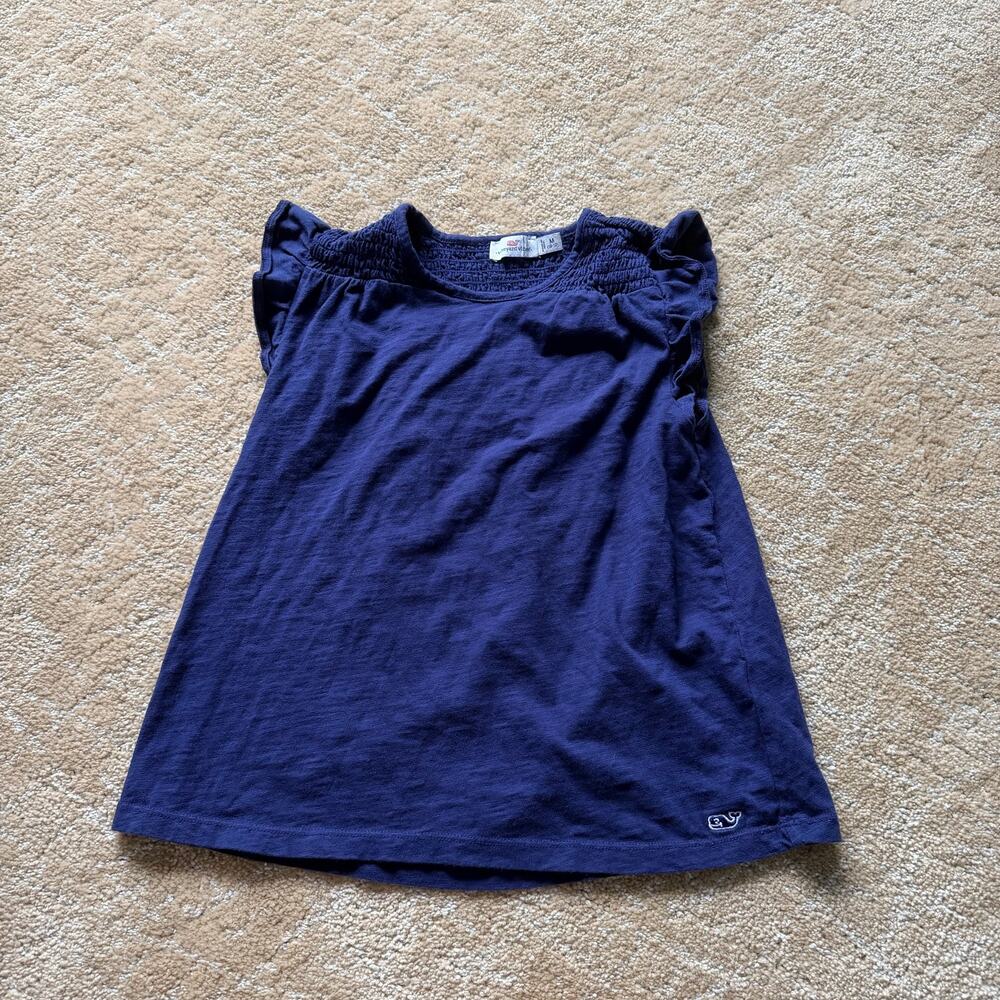 Vineyard Vines Girl’s Preppy Navy Blue Short Sleeve Shirt - M 10-12